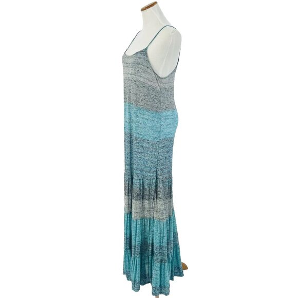 Free People Beach Blue Tired Ruffle Hem Maxi Slip Dress - Picture 7 of 13